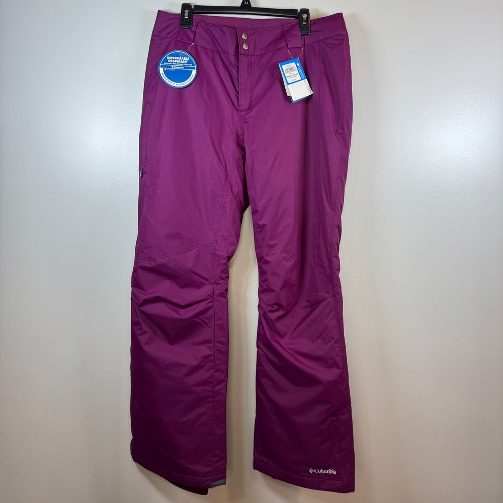 Columbia Omni-Tech Snow Pants Womens L Purple Waterproof Insulated Ski Snowboard